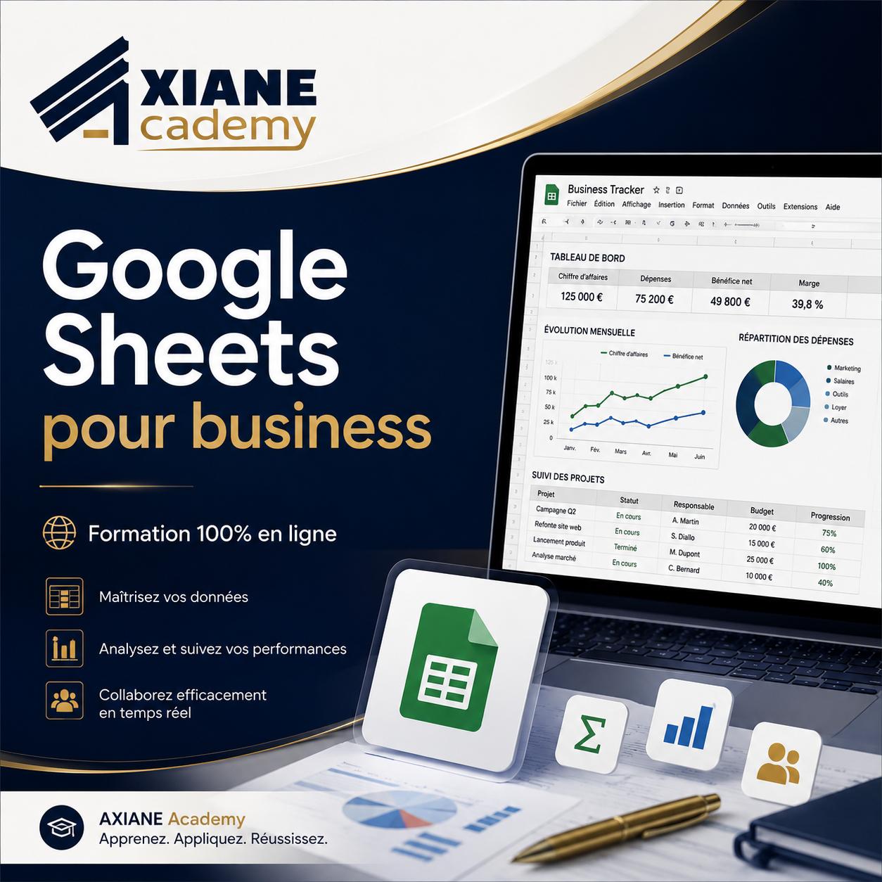 Visuel de la formation Google Sheets pour business