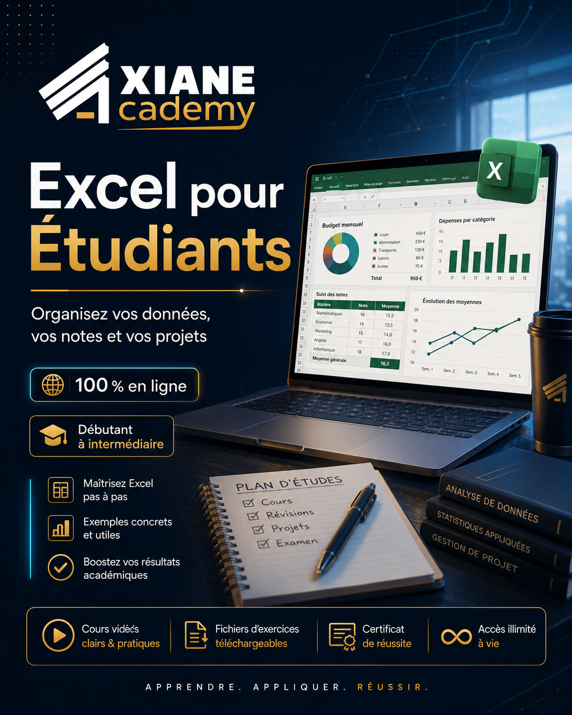 Visuel de la formation Excel pour étudiants