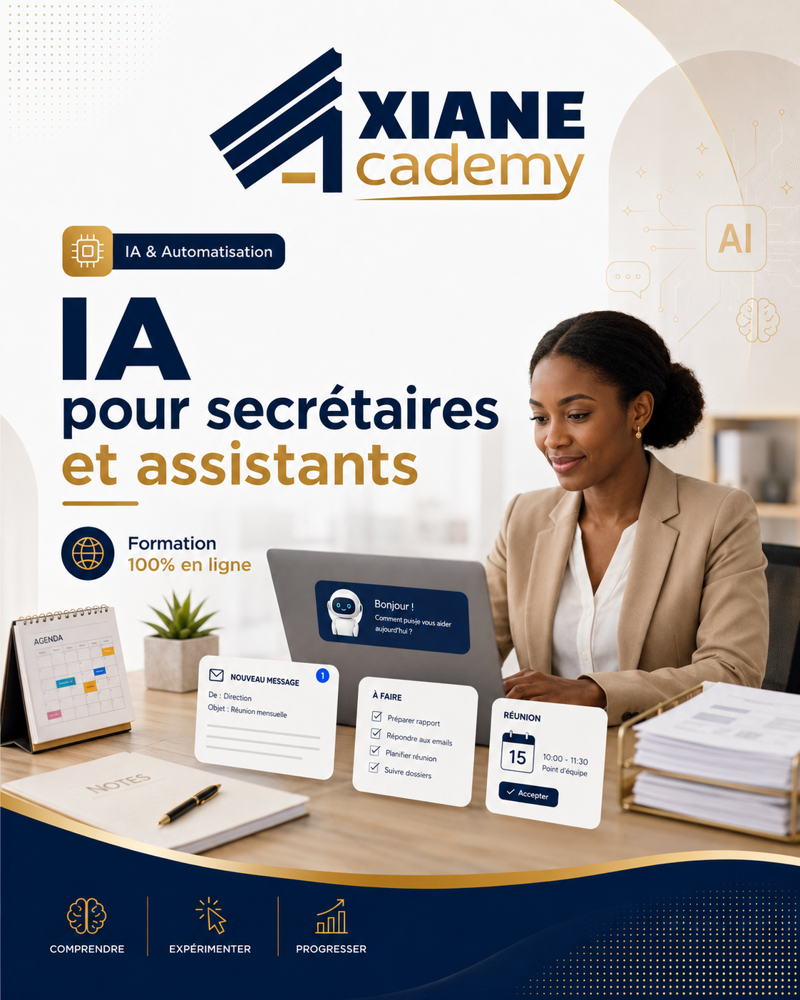 Visuel de la formation IA pour secrétaires et assistants