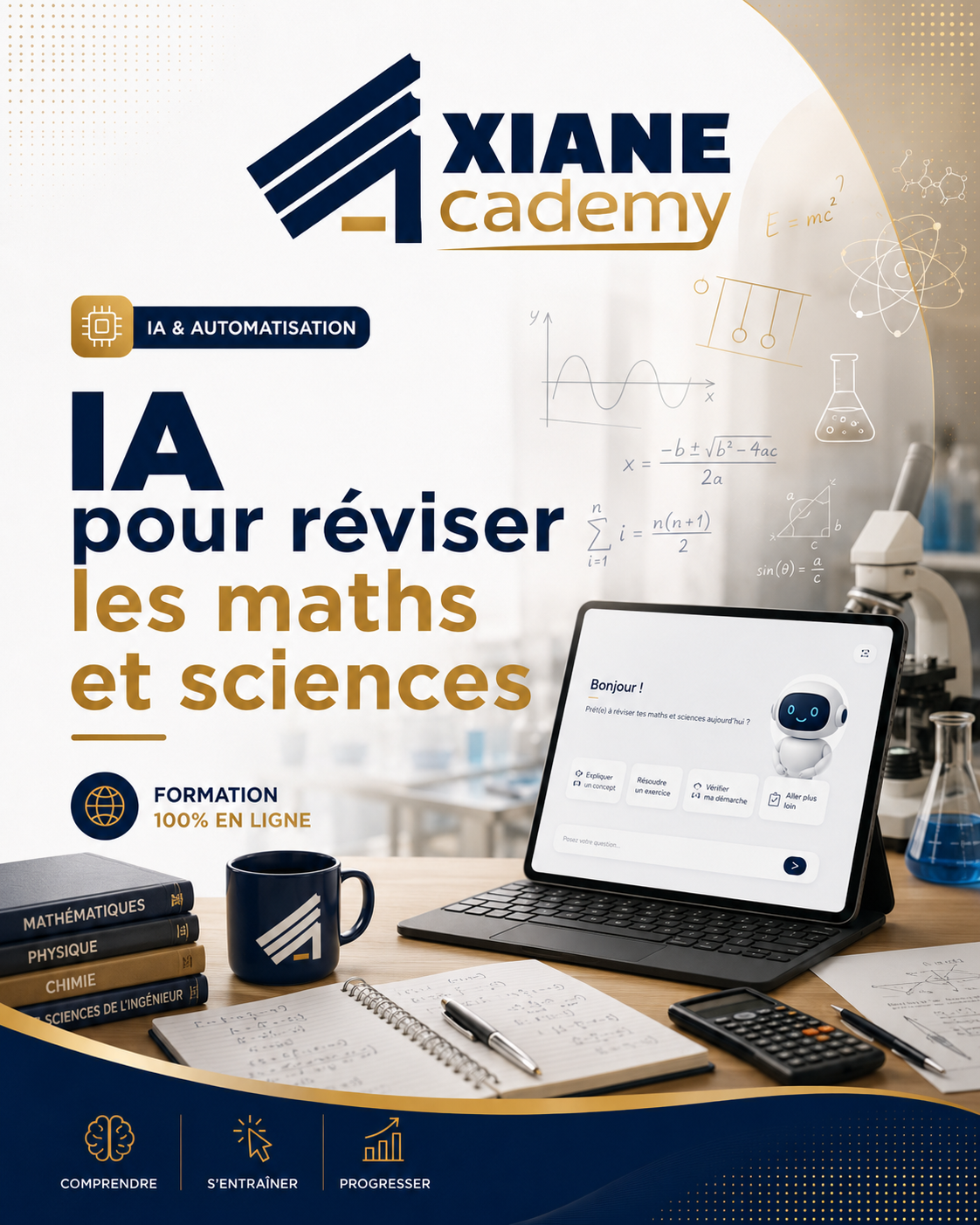 Visuel de la formation IA pour réviser les maths et sciences